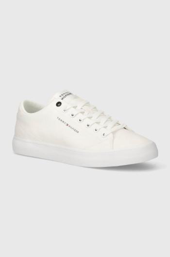 Tenisky Tommy Hilfiger TH HI VULC LOW CANVAS pánské, bílá barva, FM0FM04882