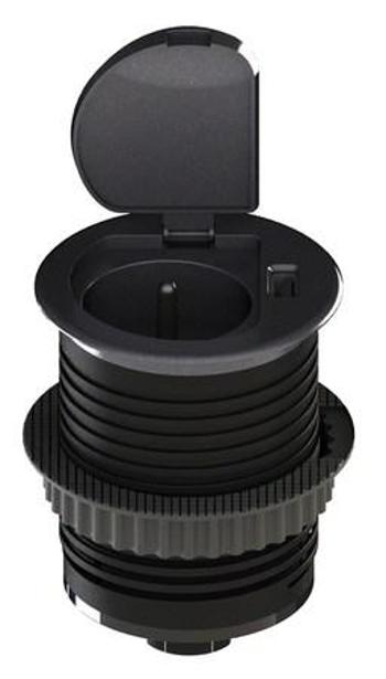 Zásuvka Solight PP122 vestavná s víčkem, 1,5m, 3x 1mm2, USB 2100mA, stříbrná, PP122
