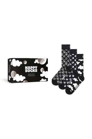 Ponožky Happy Socks Gift Box Black White 3-pack černá barva