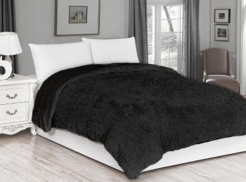 TP Luxusní deka s dlouhým vlasem 230x200 - Černá