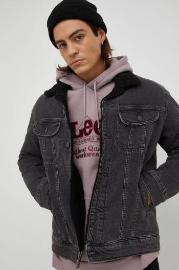 Džínová bunda Lee pánská, šedá barva, přechodná