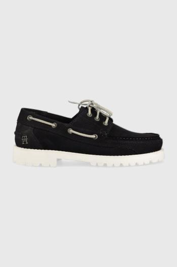 Semišové mokasíny Tommy Hilfiger TH BOAT SHOE CLASSIC NUBUCK pánské, tmavomodrá barva, FM0FM04447