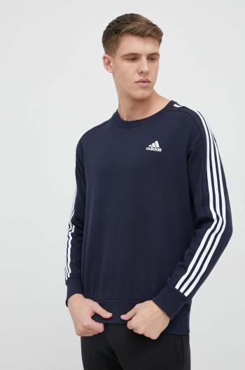 Bavlněná mikina adidas pánská, tmavomodrá barva, vzorovaná