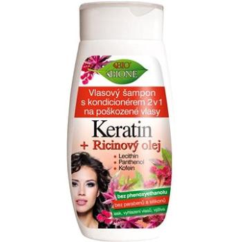 BIONE COSMETICS Bio Keratin + Ricinový olej 2v1 šampon s kondicionérem 260 ml (8595061617431)