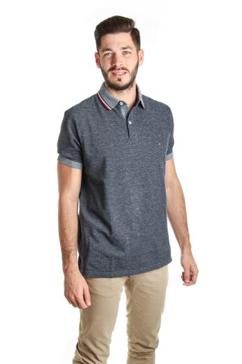 Tommy Hilfiger pánské tmavě modré melírované polo Oxford - S (403)