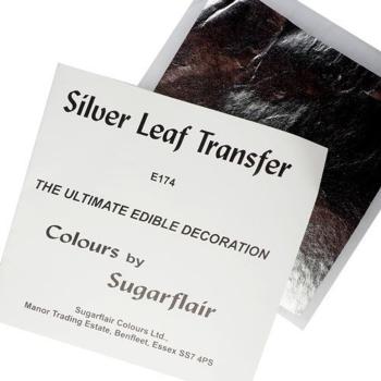 Jedlé stříbro - fólie transfer 9,5x9,5 cm - 1 ks - Sugarflair Colours