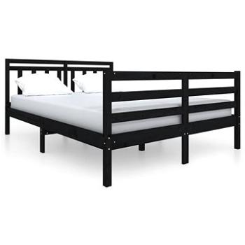Rám postele černý masivní dřevo 140 × 190 cm, 3100638 (3100638)