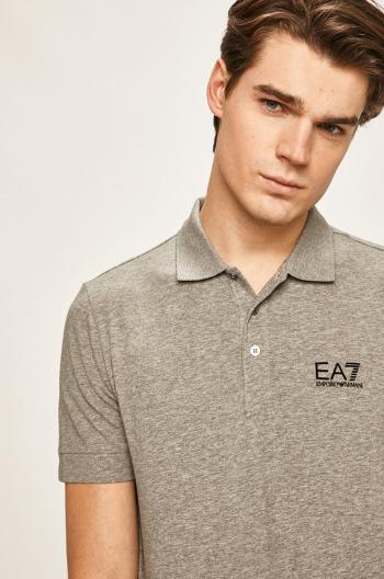 Polo tričko EA7 Emporio Armani pánské, šedá barva, hladké