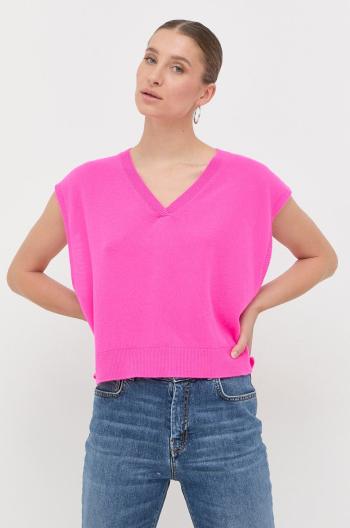 Vlněná vesta MAX&Co. růžová barva,