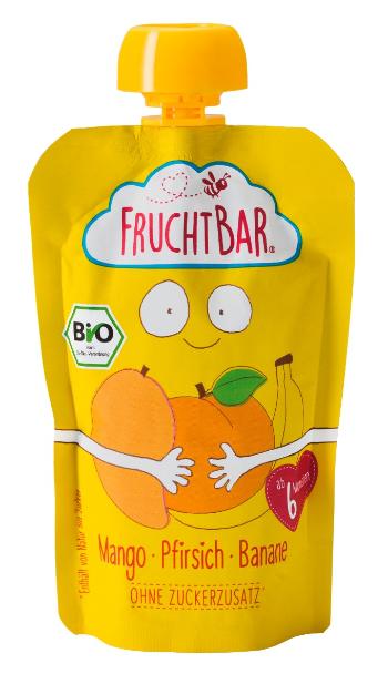 FruchtBar BIO Ovocná kapsička s banánem, broskví a mangem 100 g