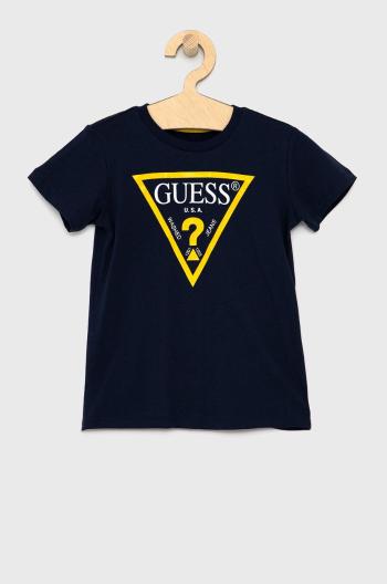 Dětské tričko Guess tmavomodrá barva, melanžové