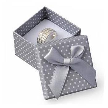 Šperky4U Malá dárková krabička na prsten šedá - bílé puntíky - KR0182-GR