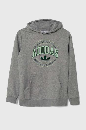 Dětská mikina adidas Originals šedá barva, s kapucí, melanžová