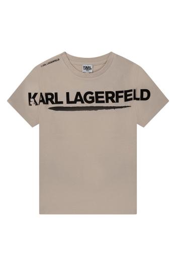 Dětské bavlněné tričko Karl Lagerfeld béžová barva, s potiskem