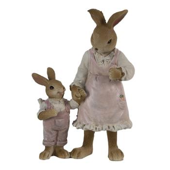 Dekorace králičí mamka s malým králíčkem - 9*5*13 cm 6PR3551