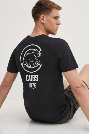 Bavlněné tričko Nike Chicago Cubs černá barva, s potiskem