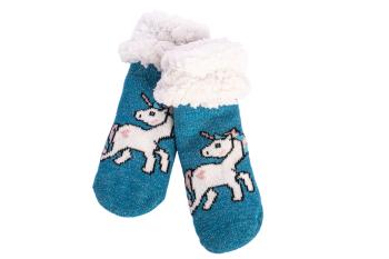 TP Dětské zateplené ponožky Jednorožec - Modrá