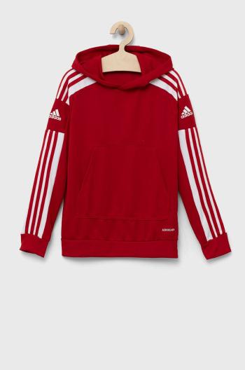 Dětská mikina adidas Performance červená barva, s kapucí, vzorovaná