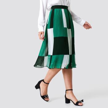 Zeleno-bílá midi sukně Colorblock  – 34