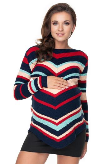 Modro-červený proužkovaný těhotenský pulovr 40032
