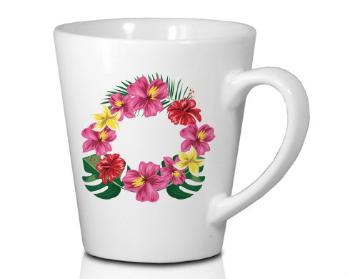 Hrnek Latte 325ml Rámeček - tropické květiny