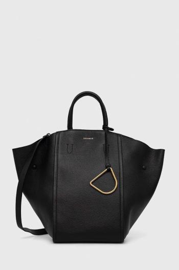 Kožená kabelka Coccinelle černá barva