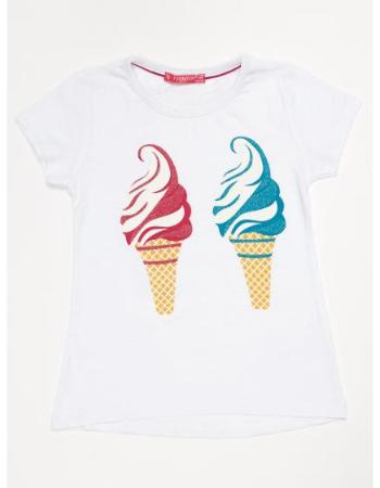 Bílé dívčí tričko se zmrzlinou