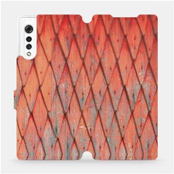 Flipové pouzdro na mobil LG Velvet - MK01S Oranžový vzor dřeva (5903516302826)