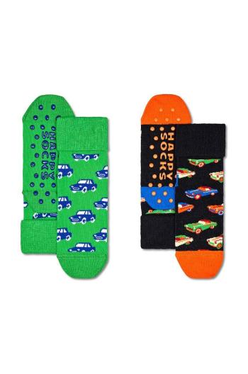 Dětské ponožky Happy Socks Kids Cars Anti-Slip Socks 2-pack zelená barva