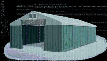 Garážový stan 6x8x3m střecha PVC 560g/m2 boky PVC 500g/m2 konstrukce ZIMA Zelená Šedá Zelené