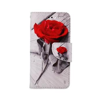 TopQ Pouzdro iPhone SE 2022 knížkové Červená růže 74944 (Sun-74944)