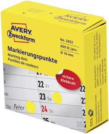 Popisovače etiket Avery-Zweckform 3852 papír, Ø 10 mm, žlutá, permanentní 800 ks