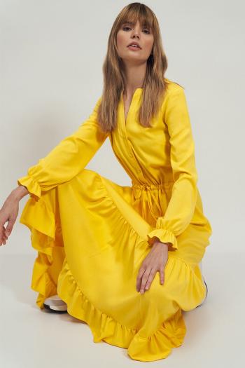 Žluté volánové šaty S178