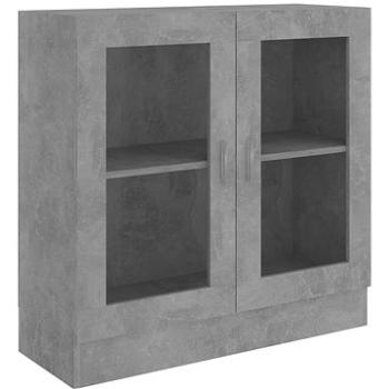 Shumee prosklená skříň betonově šedá 82,5×30,5×80 cm dřevotříska, 802745 (802745)