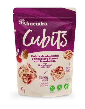 ALMENDRO CUBITS Mandle s bílou čokoládou a malinami 25 g