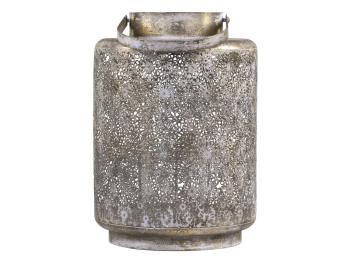 Bronzová antik kovová lucerna s kvítky Flowien - Ø22*32cm 25060213 (25602-13)