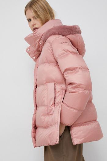 Péřová bunda Geox dámská, růžová barva, zimní