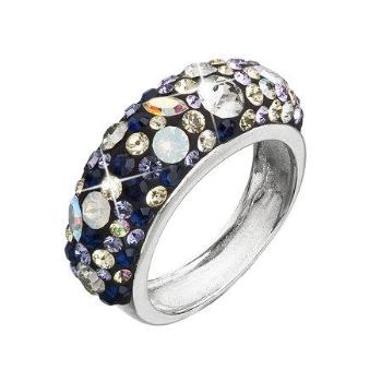 Stříbrný prsten s krystaly Swarovski mix barev fialová 35031.3 indigo, Multicolor, 52