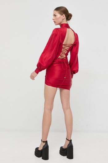 Hedvábné šaty Elisabetta Franchi červená barva, mini