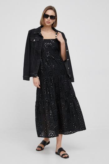Bavlněné šaty Desigual černá barva, maxi
