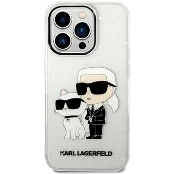 Karl Lagerfeld IML Glitter Karl and Choupette NFT Zadní Kryt pro iPhone 14 Pro Max Transparent (KLHCP14XHNKCTGT)