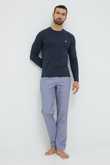 Bavlněné pyžamo Emporio Armani Underwear tmavomodrá barva