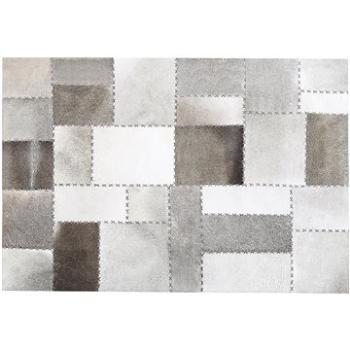 Kožený patchworkový koberec hnědo-šedý 140 x 200 cm PERVARI, 201009 (beliani_201009)