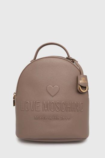 Kožený batoh Love Moschino dámský, béžová barva, malý, hladký, JC4116PP1LL1000A