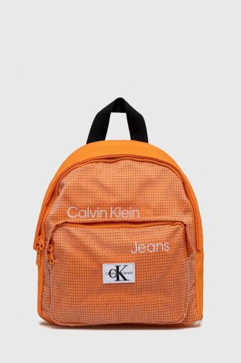 Dětský batoh Calvin Klein Jeans oranžová barva, malý, vzorovaný
