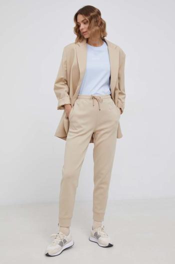 Kalhoty Calvin Klein dámské, béžová barva, hladké