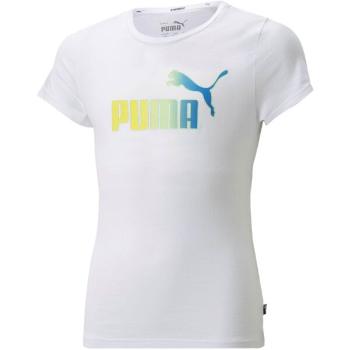 Puma ESS+BLEACH LOGO TEE Dívčí triko, bílá, velikost 152