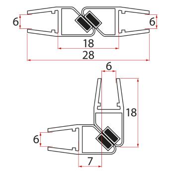 AQUALINE Set magnetických těsnění 45°pro sklo 6/6, 2000 MAG01