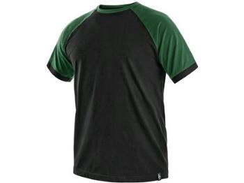 Tričko s krátkým rukávem OLIVER, černo-zelené, vel. 2XL