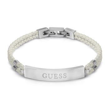 Guess Bílý kožený náramek Malibu JUMB01346JWSTWIT/U